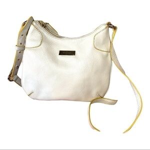 𝅺cole Haan Off White Leather Shoulder Bag Zippered Crossbody